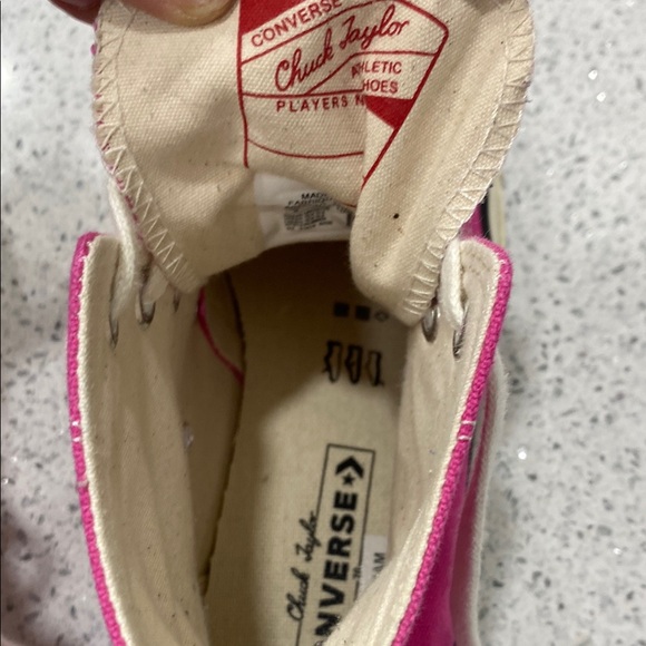 Women’s Converse Pink and Off White shiny High-Top Sneakers - Picture 9 of 9